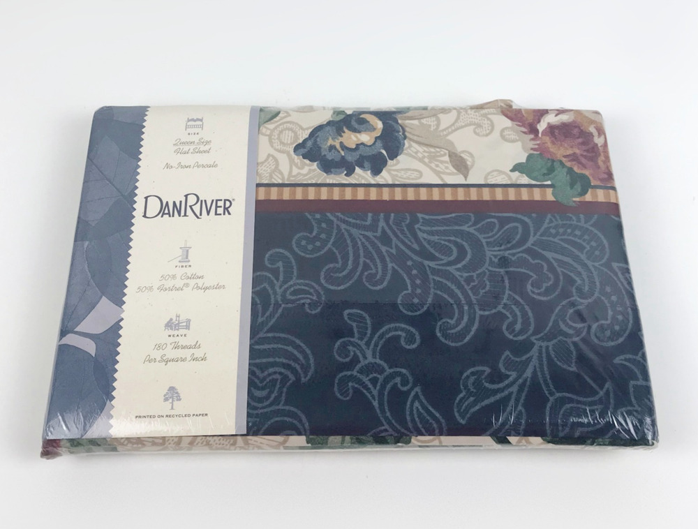 Vintage Dan River Sheffield Floral Queen Flat Sheet